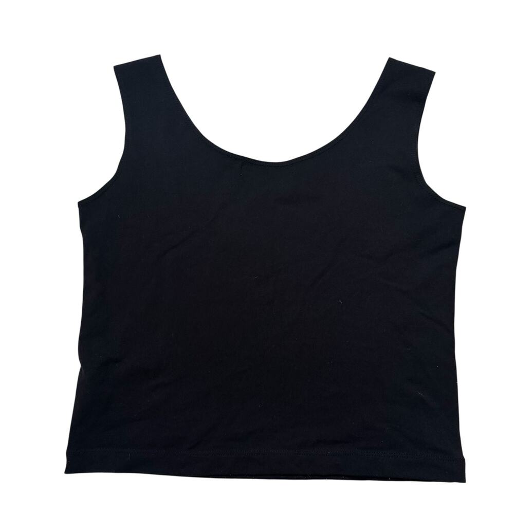 Vintage EQUESTRIAN Black Tactel V-Neck Tank Top Sz Medium Made in USA Wide Strap - Picture 5 of 9